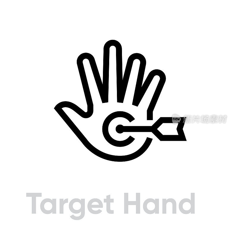 Target Hand icon. Editable line vector.